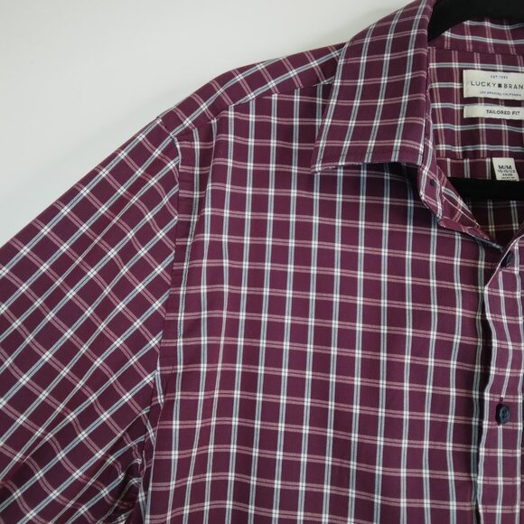 Lucky Brand Men's Tailored Fit Long Sleeve Plaid Button Down Shirt Size M - Picture 4 of 11